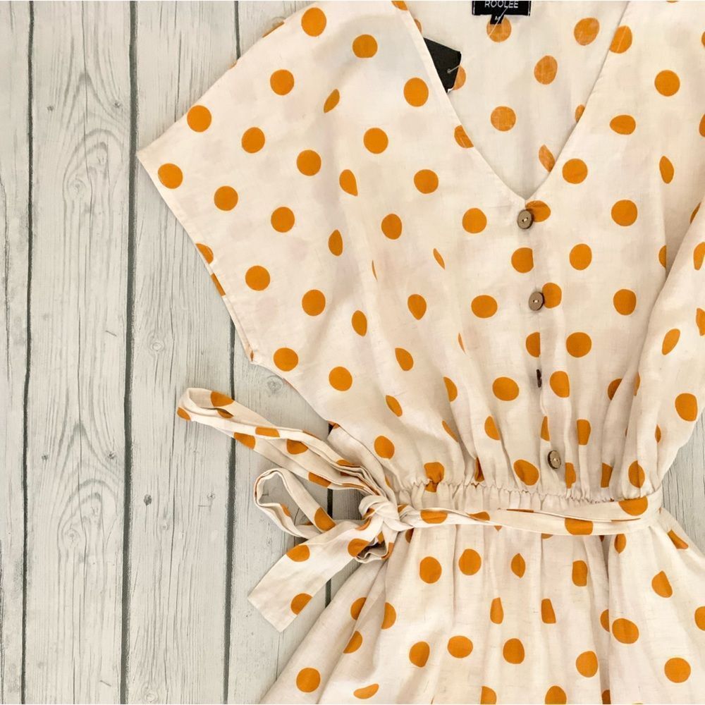Roolee White Polka Dot Midi Dress-Nwt-Medium — image 2 of 7